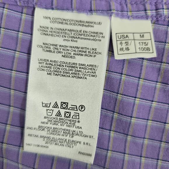 Brooks Brothers 346 Original Polo Shirt Short Sleeve Men M Slim fit Purple Check - Picture 12 of 12